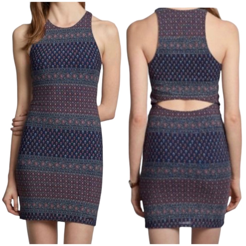 Abercrombie & Fitch Paisley Print Mesh Mini Dress with Back Cut Out Detail